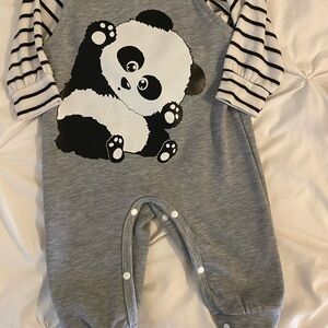 Gray Panda Kids One Piece